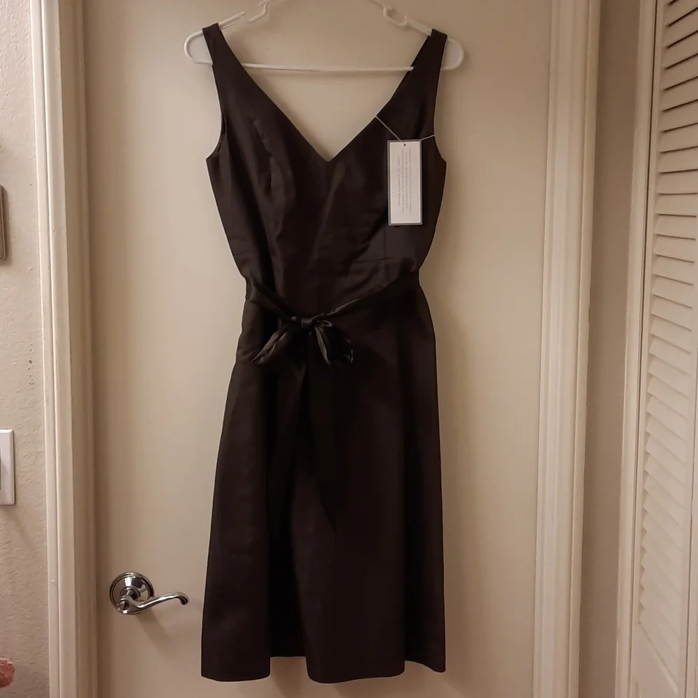 NWT, J. Crew Special Occasion Espresso Sleeveless Dress